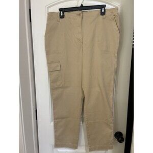 New Talbots KHAKI Cargo Cotton Straight Leg Pants size 16